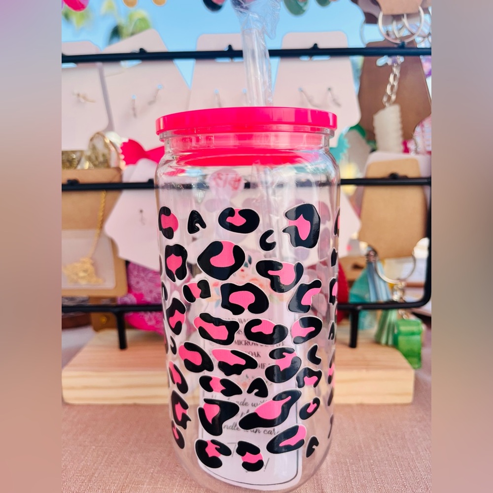 16 oz Pink Leopard Print Cup